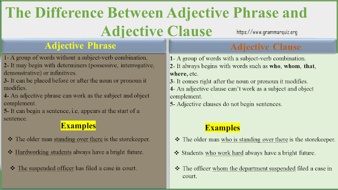 The Difference Between Adjective Phrase and Adjective Clause