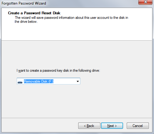 create a password reset disk