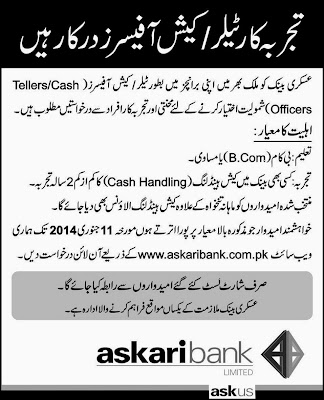 Askari Bank Tellers & Cash Officers Jobs