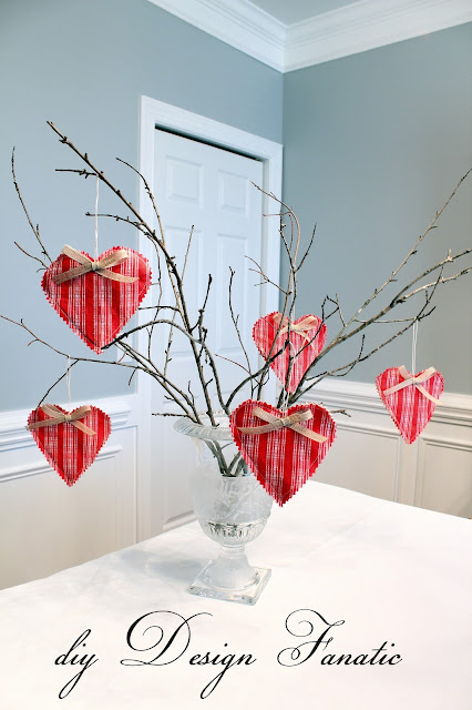 Vintage Valentine hearts, moss urn, stool, cottage, cottage style, farmhouse, farmhouse style, diyDesignFanatic.com