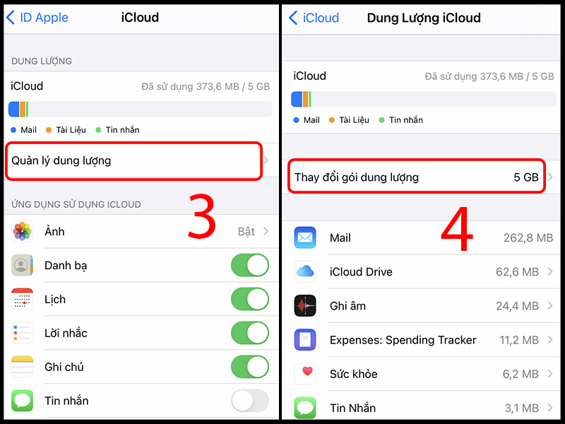 Chọn Thay đổi gói dung lượng