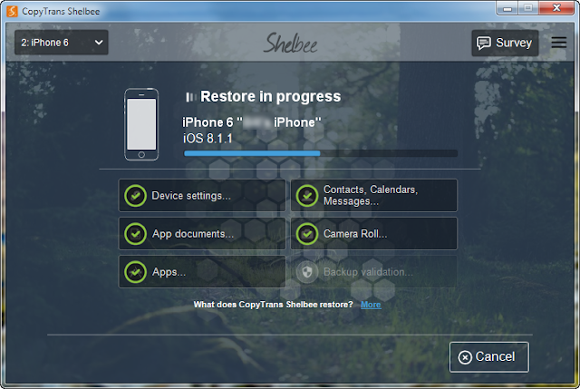 iphone restore is running in background