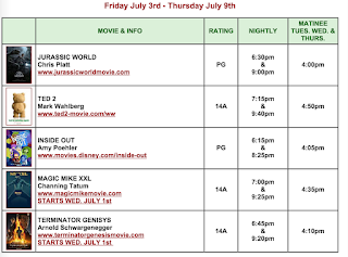 image Highlands Cinema Schedule reprinted in text below