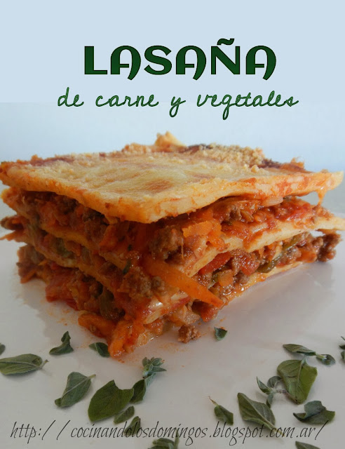 lasaña de carne y vegetales