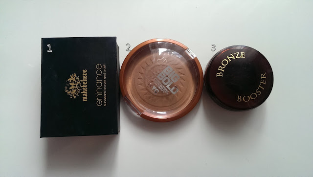 Three different bronzers including the physicians formula bronze booster