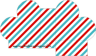 Light Blue, Red and White Stripes: Free Printable Quinceanera Boxes.