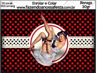 Pin Up in Black with Red Polka Dots Free Printable Labels.