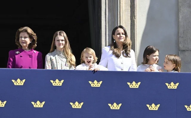 Princess Sofia wore a Lesley boucle blazer by Andiata, Crown Princess Victoria and Princess Estelle wearing By Malina