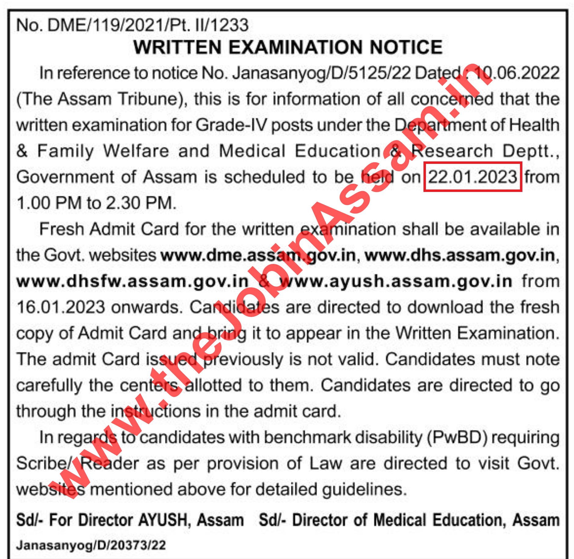 New Date of Written examination for Grade-IV posts under DHS, DME, DHSFW, AYUSH