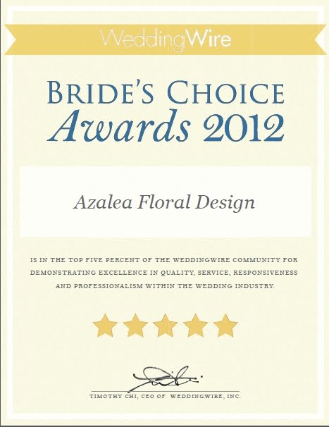 We won the WeddingWire Bride's Choice Awards 2012