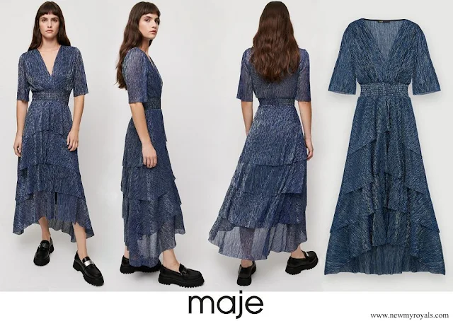 Princess Eleonore wore Maje Stretch Lurex Fabric Dress With Ruffles