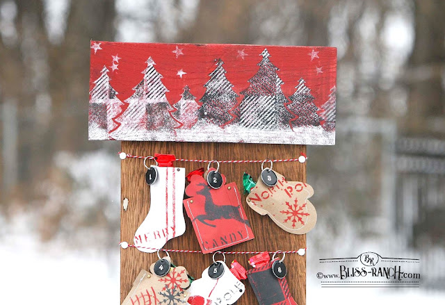 Christmas Countdown Advent Calendar with Old Sign Stencils Bliss-Ranch.com