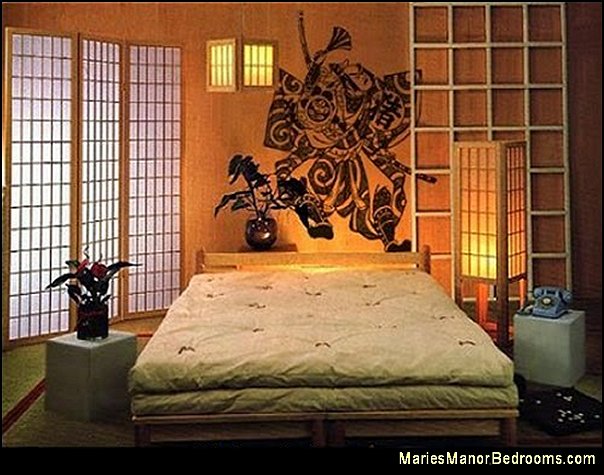 Shoji Screens   Japanese Samurai Fighter wall decal Oriental Bedroom ideas Asian Bedroom design ideas