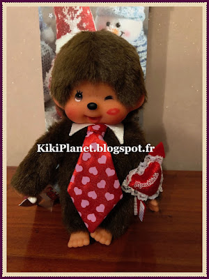 le Monchhichi Heart and Kiss Marked , kiki, saint valentin, valentine's day, vintage, peluche, jouets