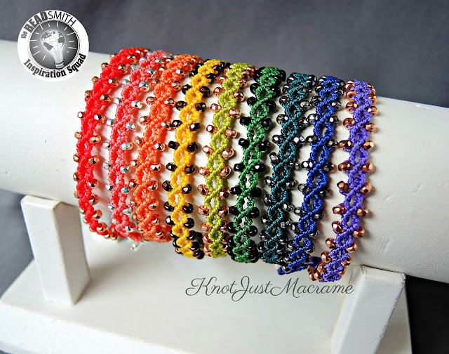 Micro Macrame bracelets in a rainbow of colors from Sherri Stokey of KnotJustMacrame.