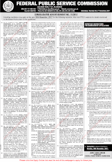 Civil Engineering Jobs in Federal Public Service Commission (FPSC) November, 2017