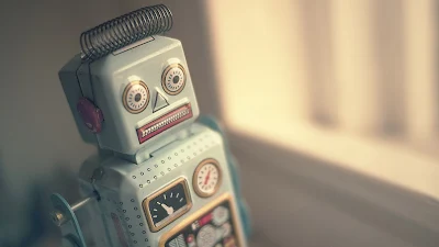 Vintage Metal Robot Toy HD Desktop Wallpaper