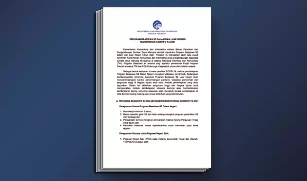 Program Beasiswa S2 Dalam dan Luar Negeri Kementerian Kominfo Tahun 2021