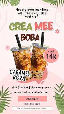 contoh iklan minuman boba dalam bahasa inggris Boba Karamel