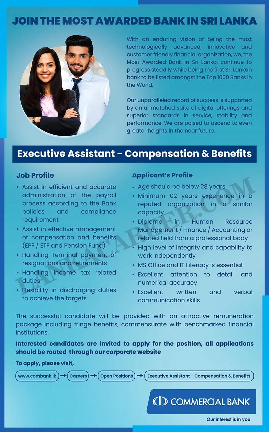 Commercial Bank Job Vacancy - Executive Assistant 2024
