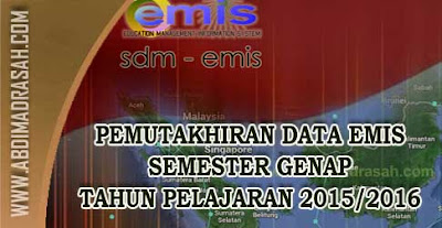 Format Pemutakhiran Data Emis Semester Genap Tahun Pelajaran 2015/2016 Untuk RA dan Madrasah