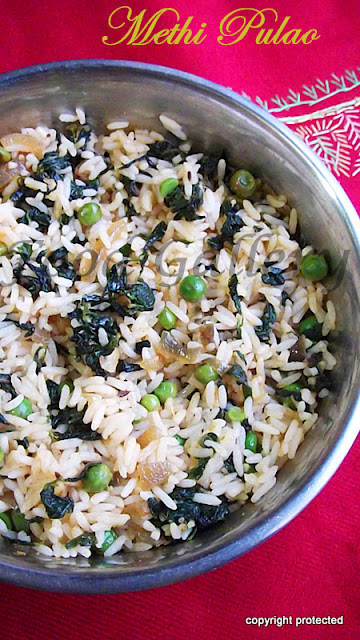 methi pulao, methi rice