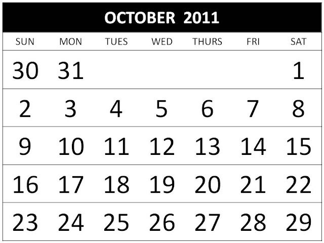 2011 Calendar October. Calendar Oct 2011