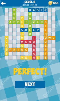 Cheats, Solutions for Level 5 in 13 Word Connect by Second Gear Games