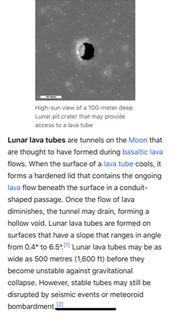 One of many holes in the moon (Source: Wikipedia)