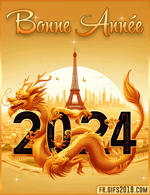 Celebrez le nouvel an chinois 2024 avec un gif anime de dragon dor