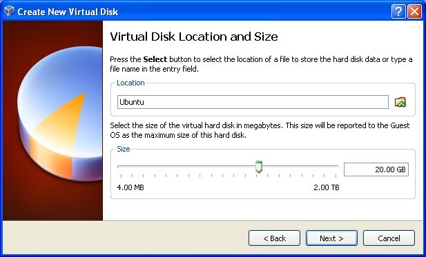 VirtualBox Location Size