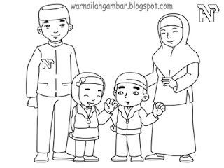  Mewarnai Keluarga Muslim Mewarnai Gambar 