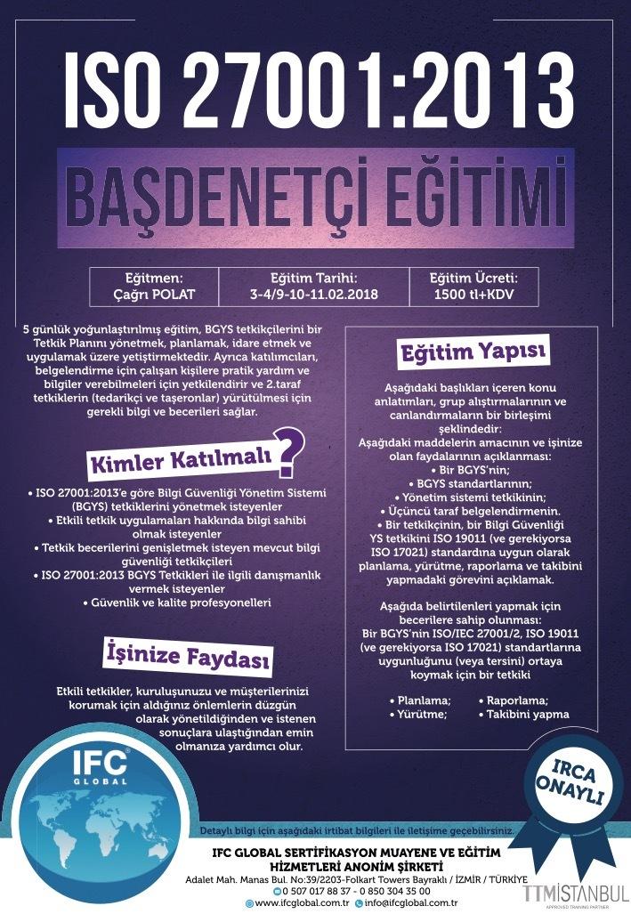 ISO 27001 Bilgi Güvenliği Yönetim Sistemi Başdenetçi Eğitimi