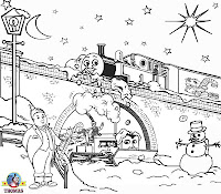 Free Christmas coloring pages for kids printable Thomas the train frosty the snowman winter pictures