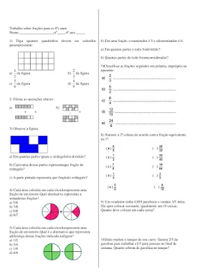 fração 6 ano exercicios