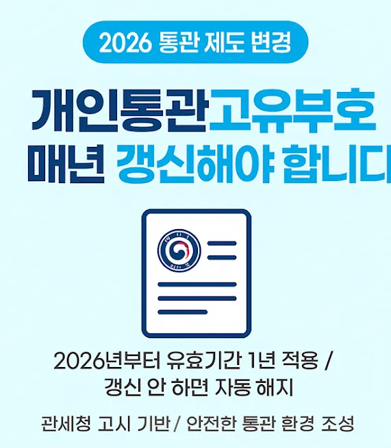 개인통관고유부호 1년마다 갱신 의무화