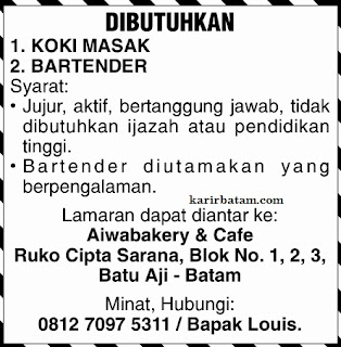 Lowongan Kerja Aiwabakery & Cafe