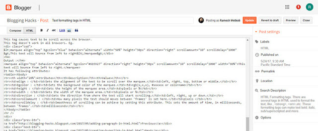 Blogger HTML View