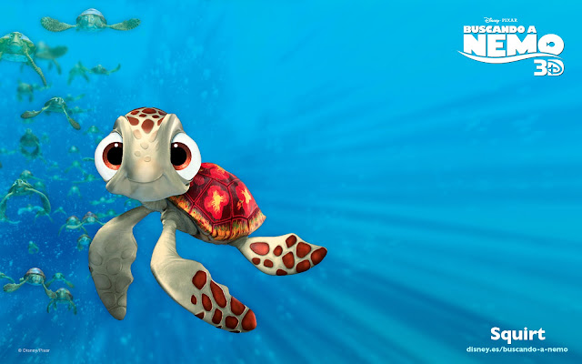 Wallpaper de la película de Pixar buscando a Nemo, Squirt