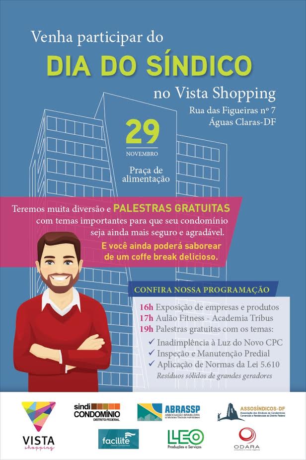 Dia do Síndico em  Águas Claras será no Vista Shopping amanhã