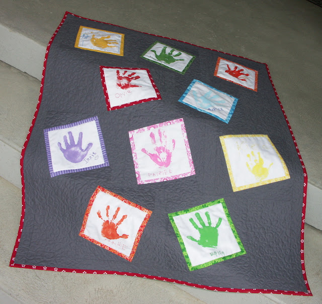 Hand print Quilt for preschool teacher gift