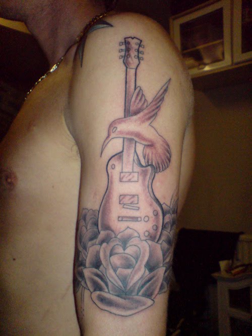 large back piece Guitar Tattoo Design