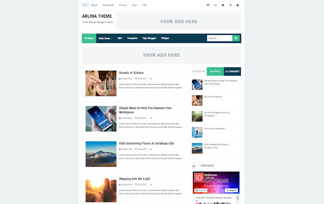 Arlina Theme Responsive Blogger Template