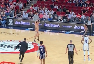 Streaker on center court at Houston Rockets game, 4/1/2022