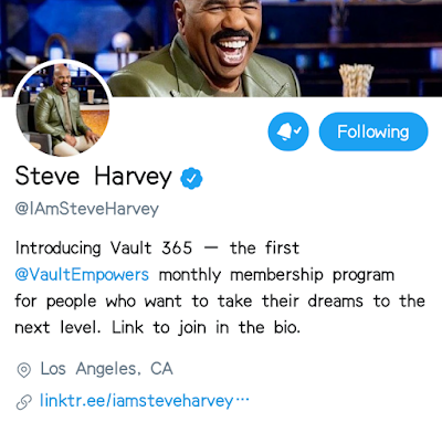 screenshot of Steve Harvey's twitter page