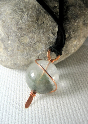 Copper Wire Wrapped Quartz Necklace