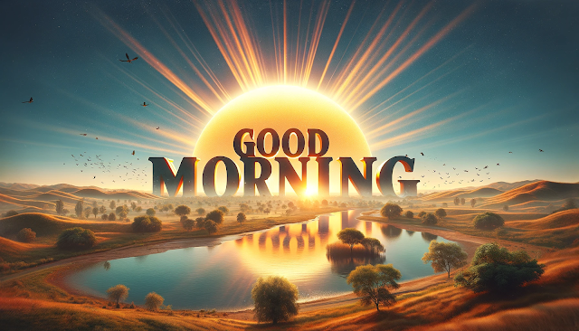 good morning image in front of sun