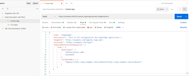 postman create OIDC application in wso2 is