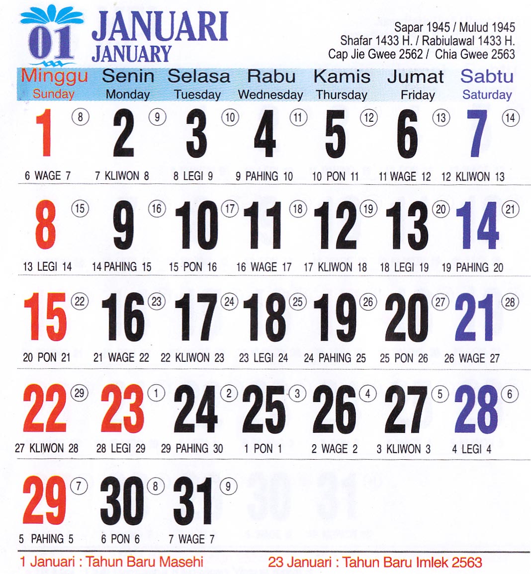  Kalender  Jawa  Tahun 1994  Bulan Desember Kunci Belajar