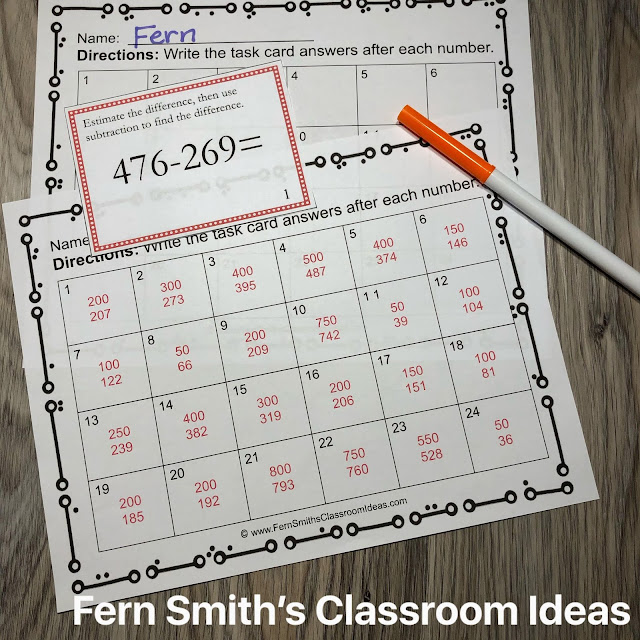 Teaching How to Combine Place Value to Subtract Including Lesson Plans, Centers, Task Cards, Color By Numbers & More Resources. #FernSmithsClassroomIdeas